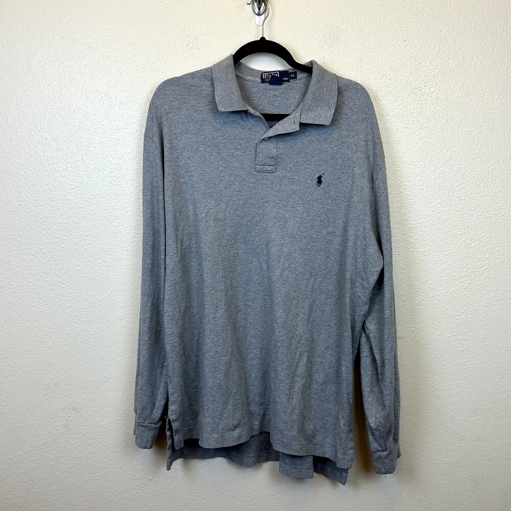 Polo Ralph Lauren Shirt Mens XL Gray Long Sleeve Polo Pullover Sweater Shirt